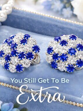 Zeta Inspired Clip On Rhinestone Cluster Statement Earrings